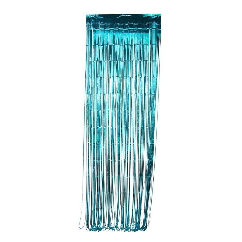 Caribbean Blue Foil Fringe Curtain