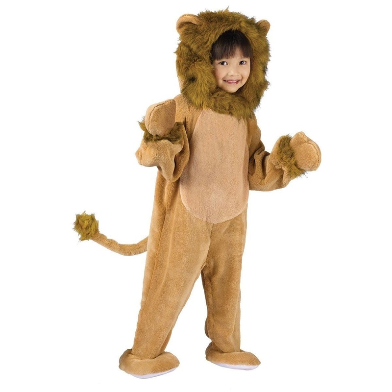 Cuddly Lion Costume for Toddlers, Brown Jumpsuit with Hood and Mittens 3T-4T