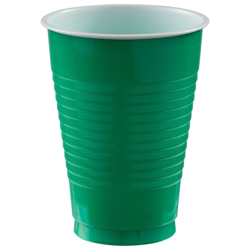 Festive Green Plastic Cups, 12 oz., 20 Count