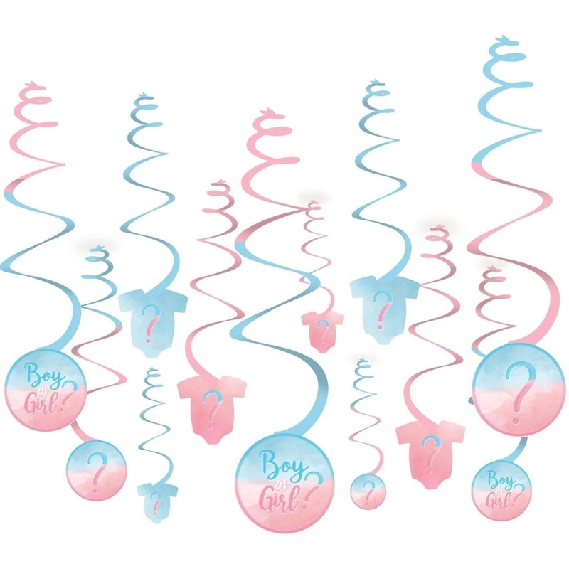 Gender Reveal Party: Swirl Decoration Kit, 12 Count