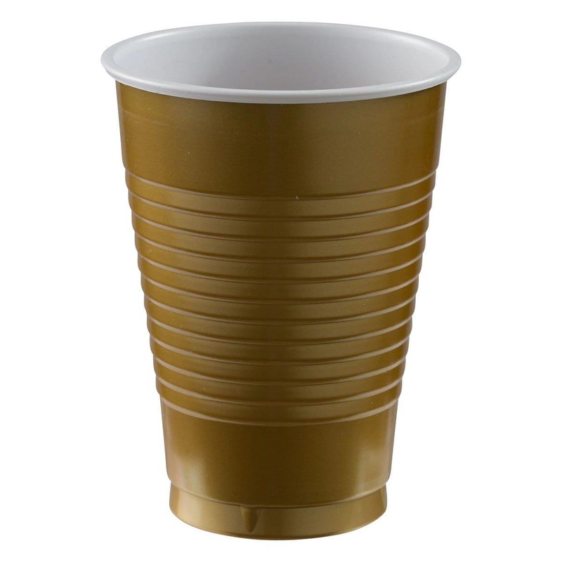 Gold Plastic Cups, 12 oz., 20 Count