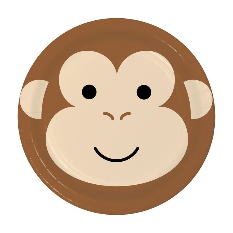 Monkey Dessert Plates 7 inches, 8 count