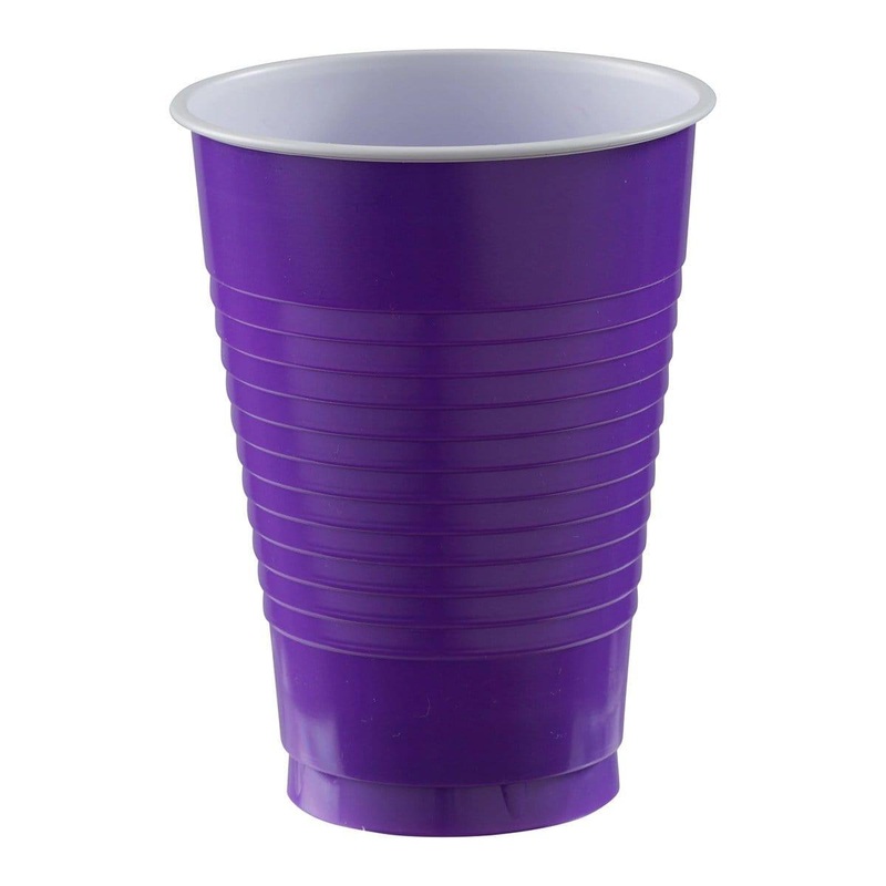 Purple Plastic Cups, 12 oz., 20 Count