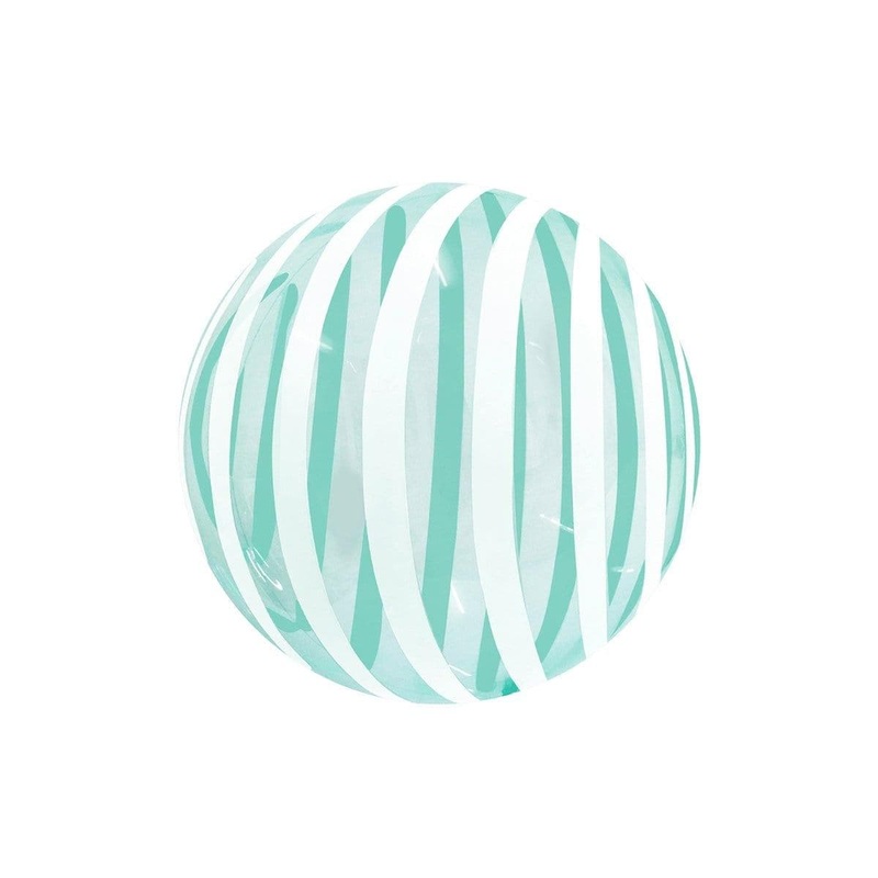 Stripe Bubble Balloon, Green & White, 18 Inches