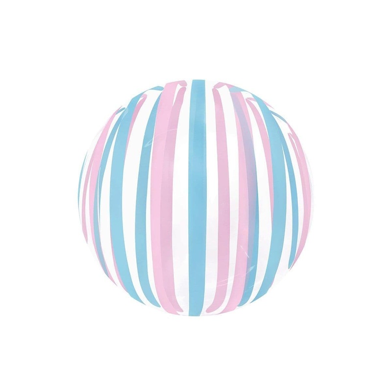 Stripe Bubble Balloon, Pink & Blue, 18 Inches