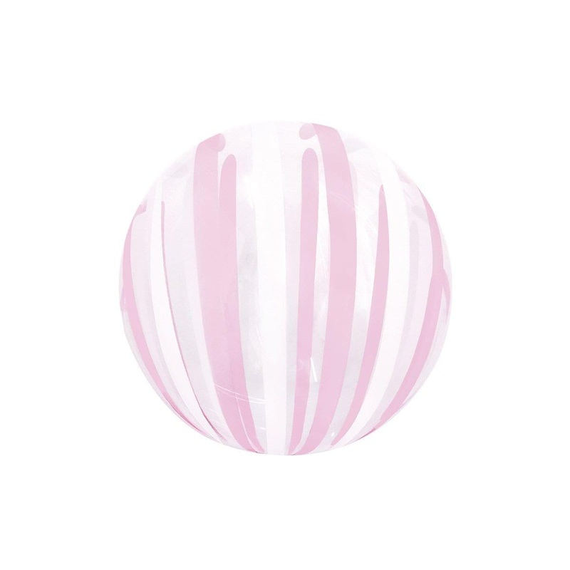 Stripe Bubble Balloon, Pink & White, 18 Inches