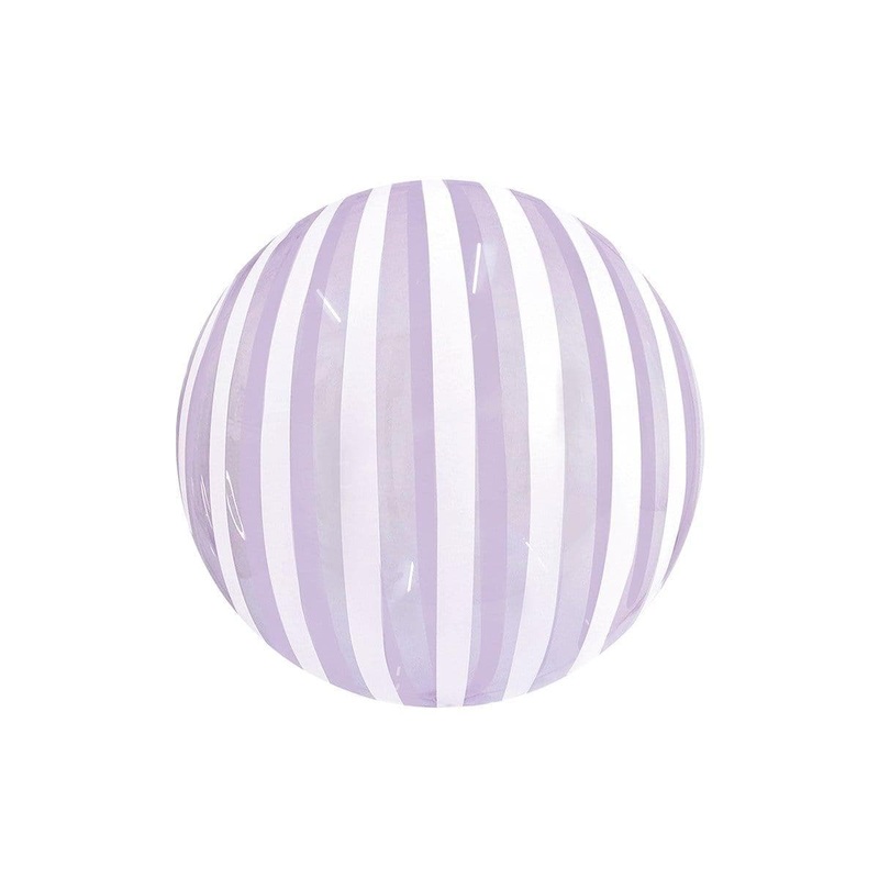 Stripe Bubble Balloon, Purple & White, 18 Inches