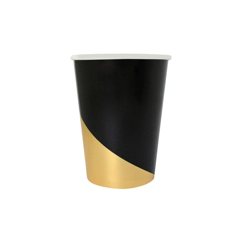 Cups 9 Oz.- Black & Gold - 8/Pk