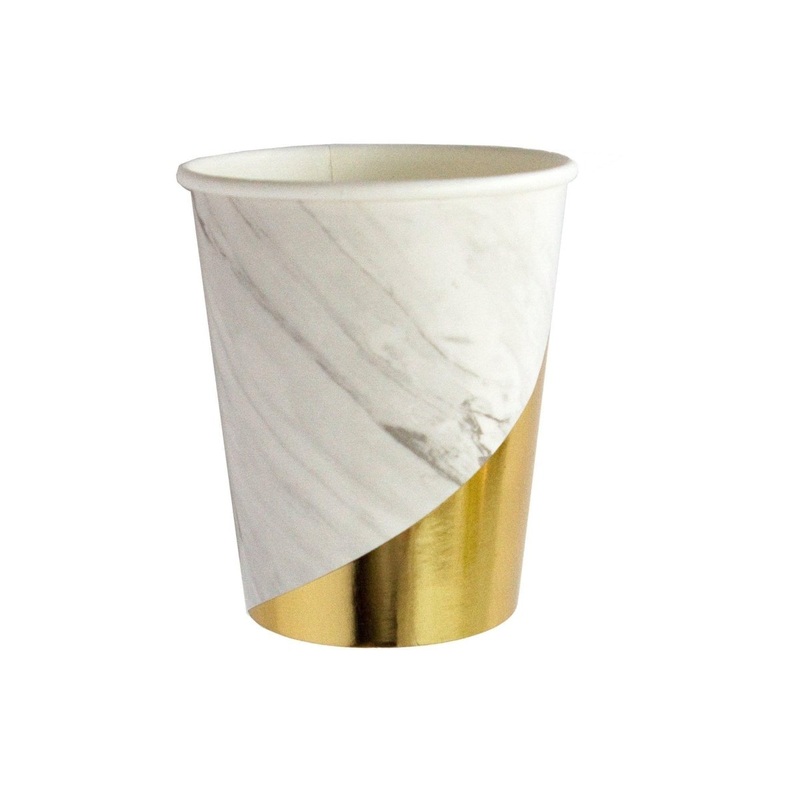 Cups 9 Oz. - White Marble - 8/Pk