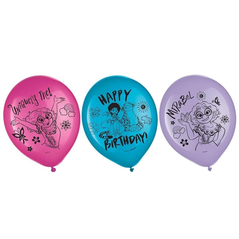 Disney Encanto Birthday Party Latex Balloons, Pink Purple and Blue, 12in, 6Count