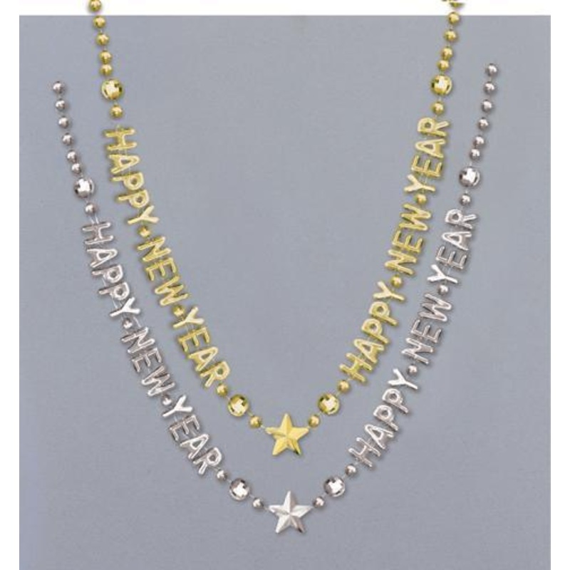 Happy New Year Bead Necklaces, Assortment, 1 Count