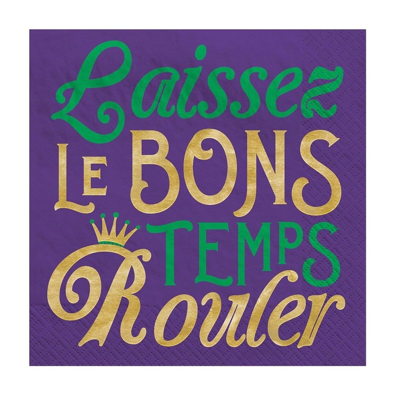 Mardi Gras, Beverage Napkins, 16 count