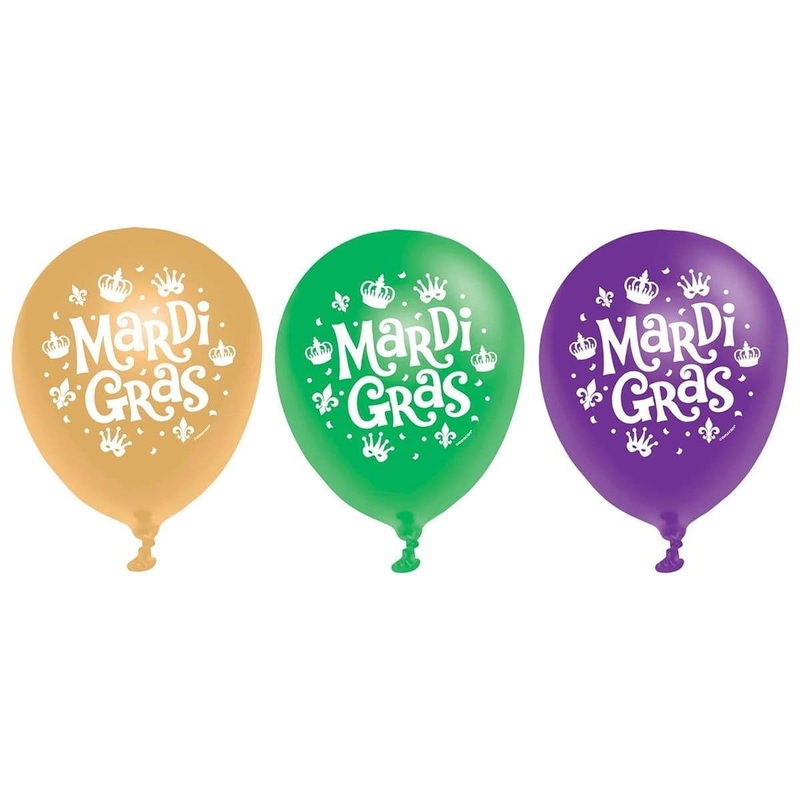 Mardi Gras, Latex Balloons 12 inches, 15 count
