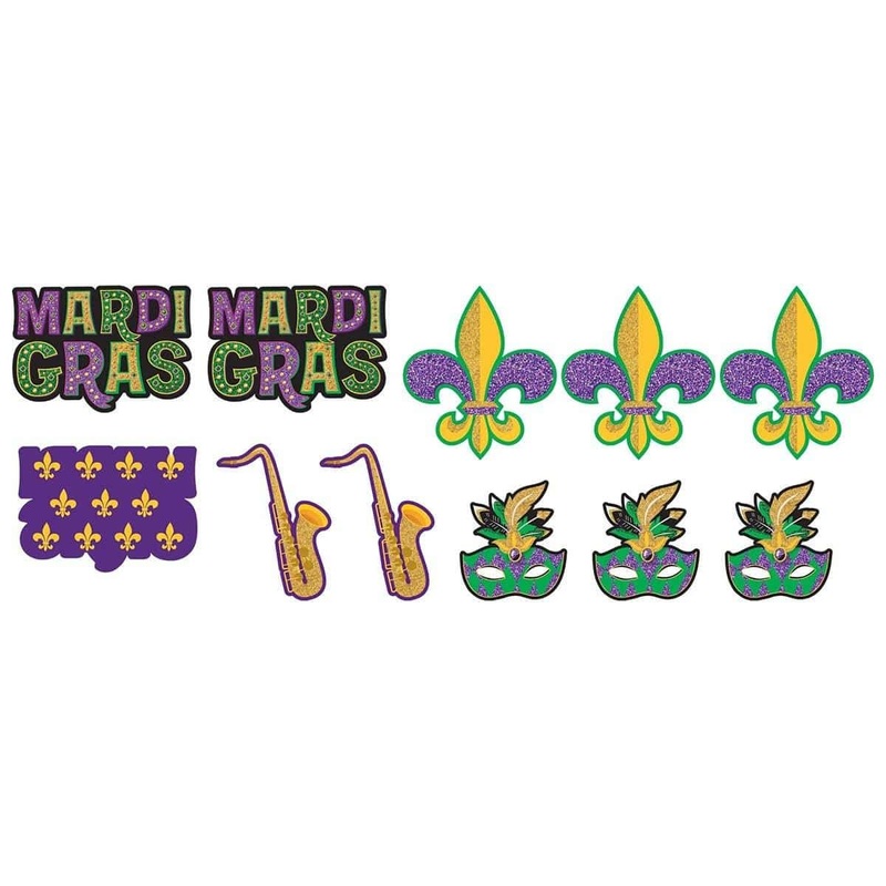 Mardi Gras, Mini Cutouts, 10 count