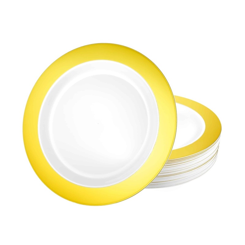 Round Plates 7In., White & Gold, 10 Count