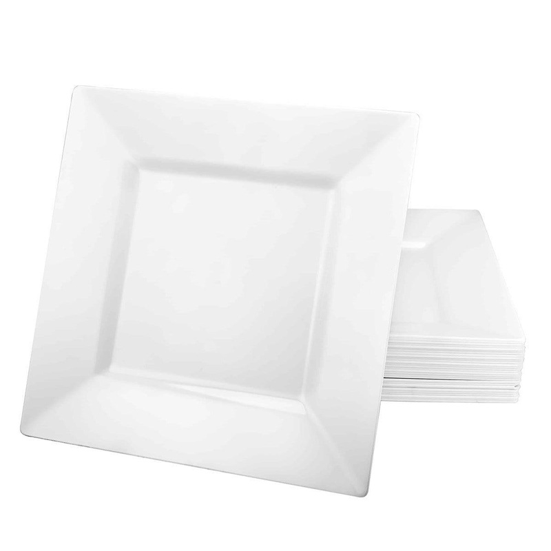 Square Plates 11In., White, 10 Count