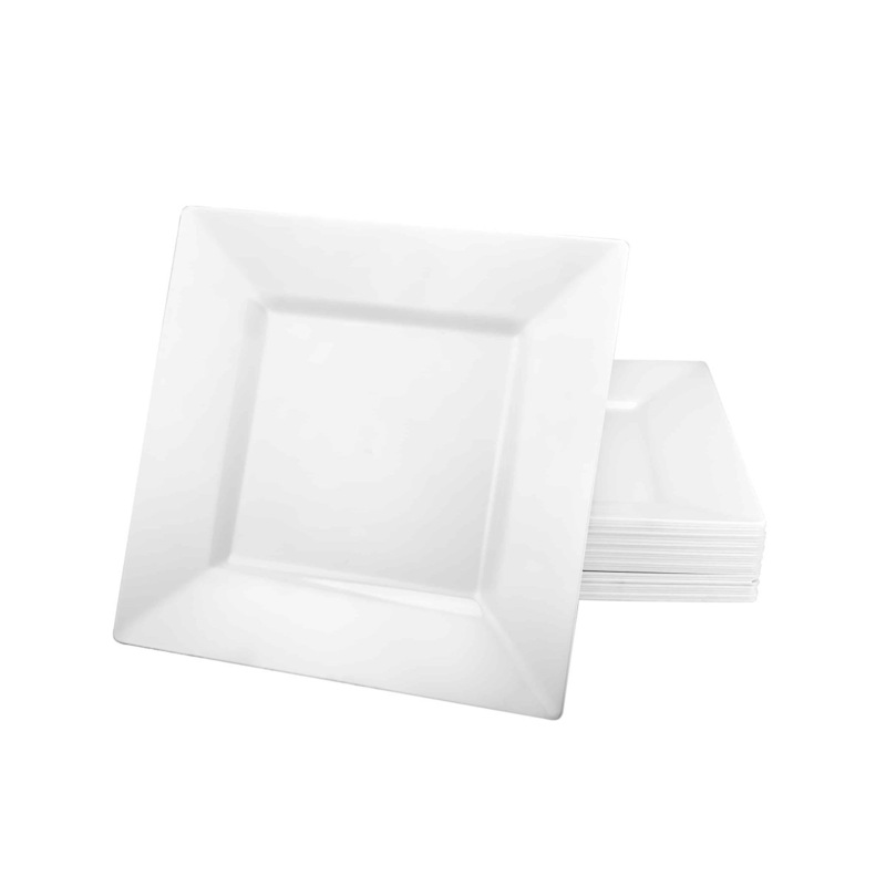Square Plates 7In., White, 10 Count