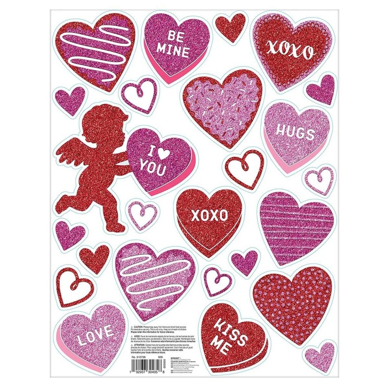 Valentine's Day Cupid Window Decoration with Glitter