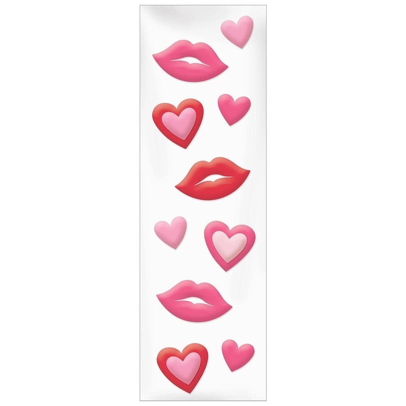 Valentine's Day Lips and Hearts Gel Clings