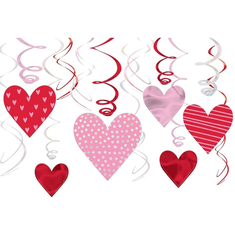 Valentine's Day Swirls and Cutouts, 12 Count