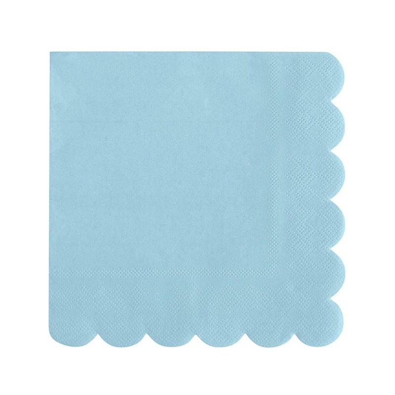 Flower Edge Light Blue Lunch Napkins, 16 Count