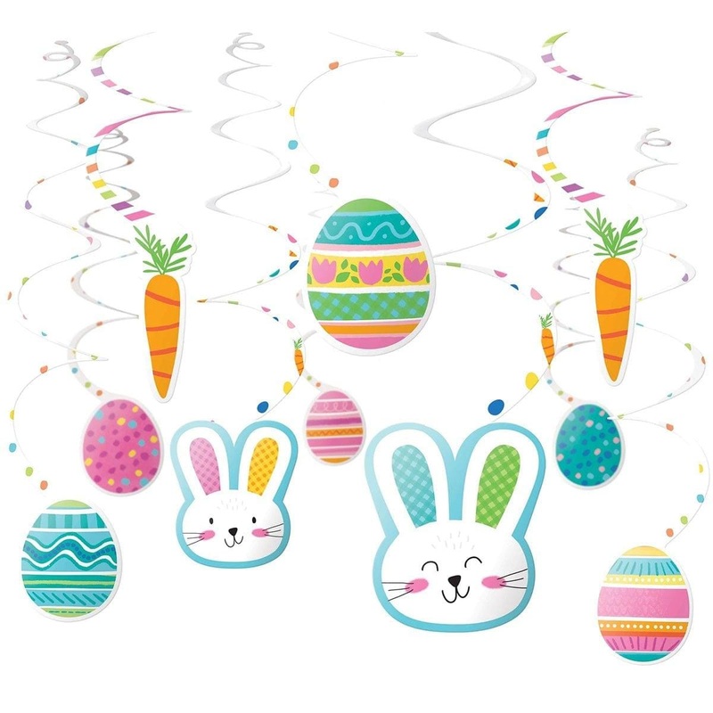 Funny Bunny Easter Swirl Decorations, 30 Count