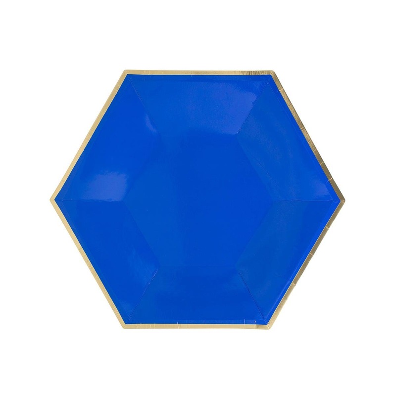 Hexagon Plates Royal Blue, 7 Inches, 8 Count