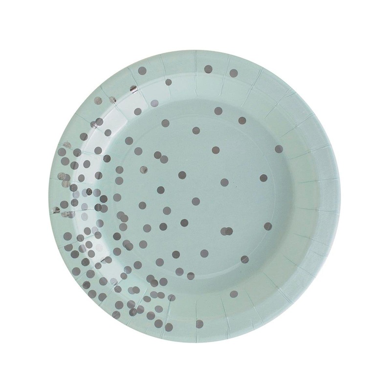 Light Blue Confetti Explosion Plates, 7 Inches, 8 Count