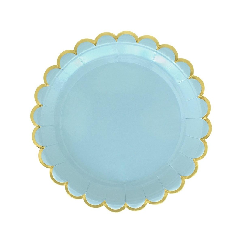 Light Blue Flowers Edge Plates, 7 inches, 8 Count