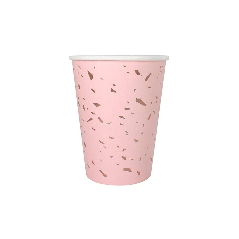 Light Pink Confetti Explosion Cups, 9 Oz, 8 Count