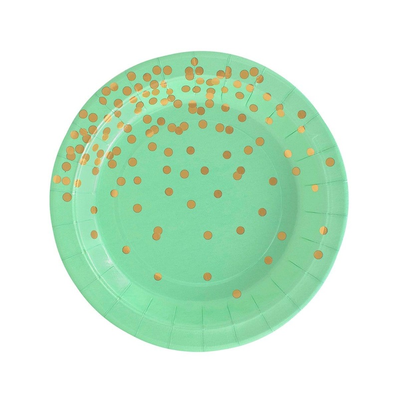 Mint Green Confetti Explosion Plates, 7 Inches, 8 Count