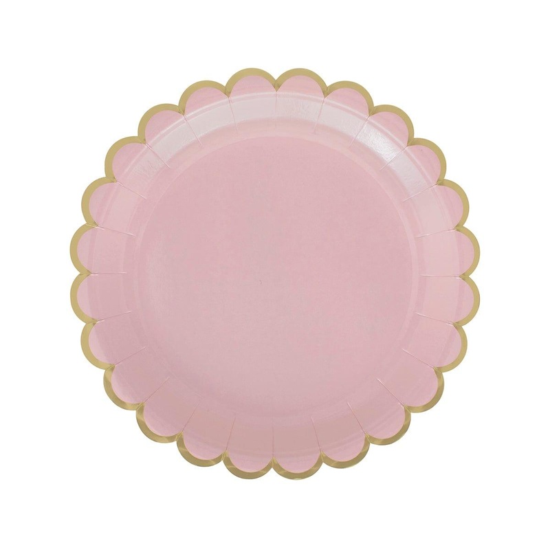 Pink Flowers Gold Edge Plates, 7 inches, 8 Count