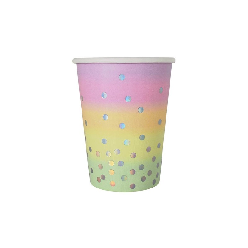 Rainbow Confetti Cups, 9 Oz, 8 Count