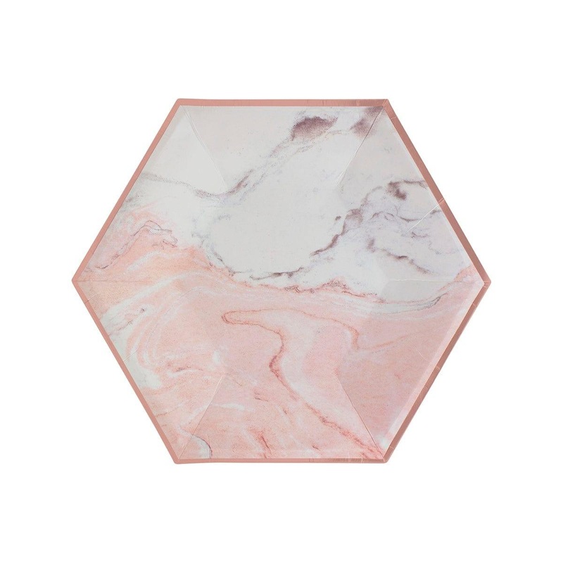 Rose Gold Decagon Plates, 9 Inches, 8 Count