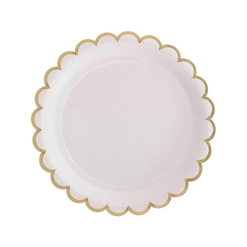 White Flowers Gold Edge Plates, 7 inches, 8 Count