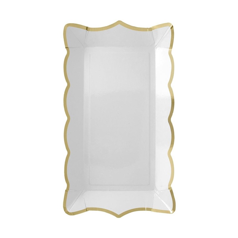White Rectangular Trays, 9 Inches, 4 Count