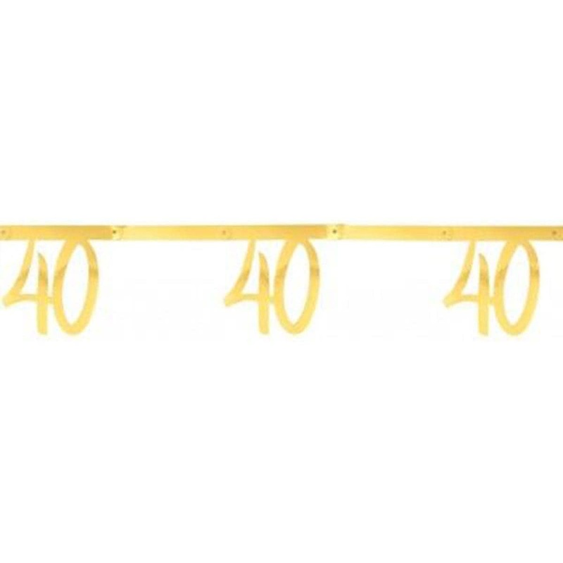 40 Years Old Birthday Banner, Metallic Gold