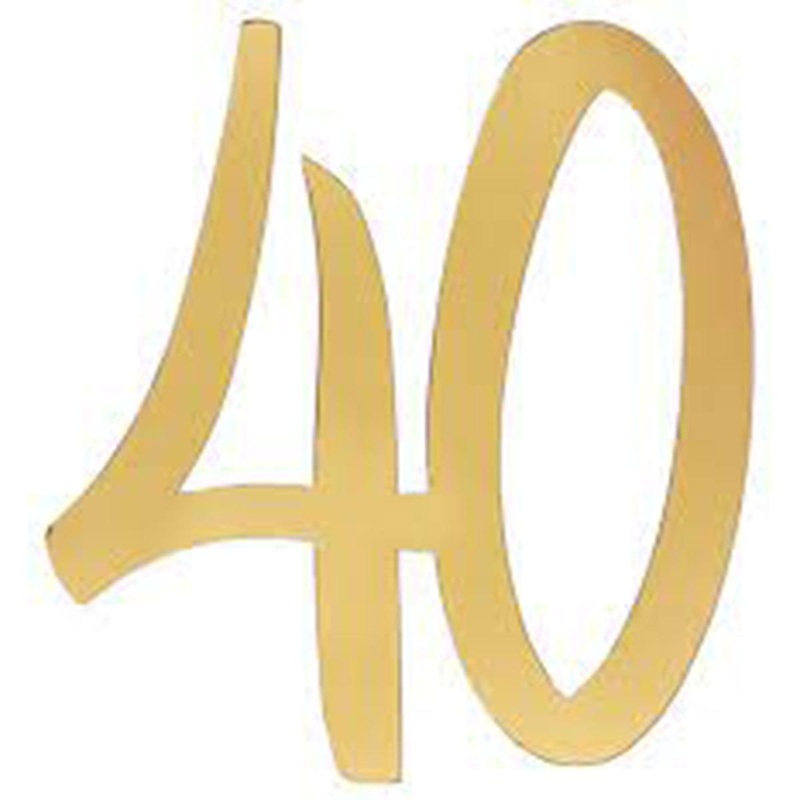 40 Years Old Large Confetti, Metallic Gold, 4Count