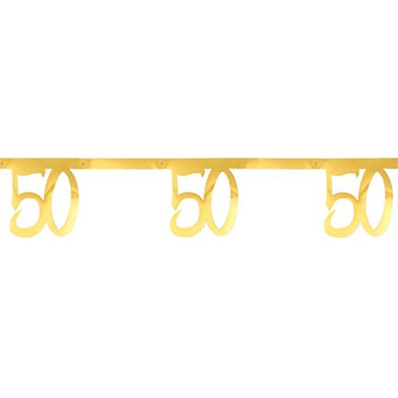 50 Years Old Birthday Banner, Metallic Gold