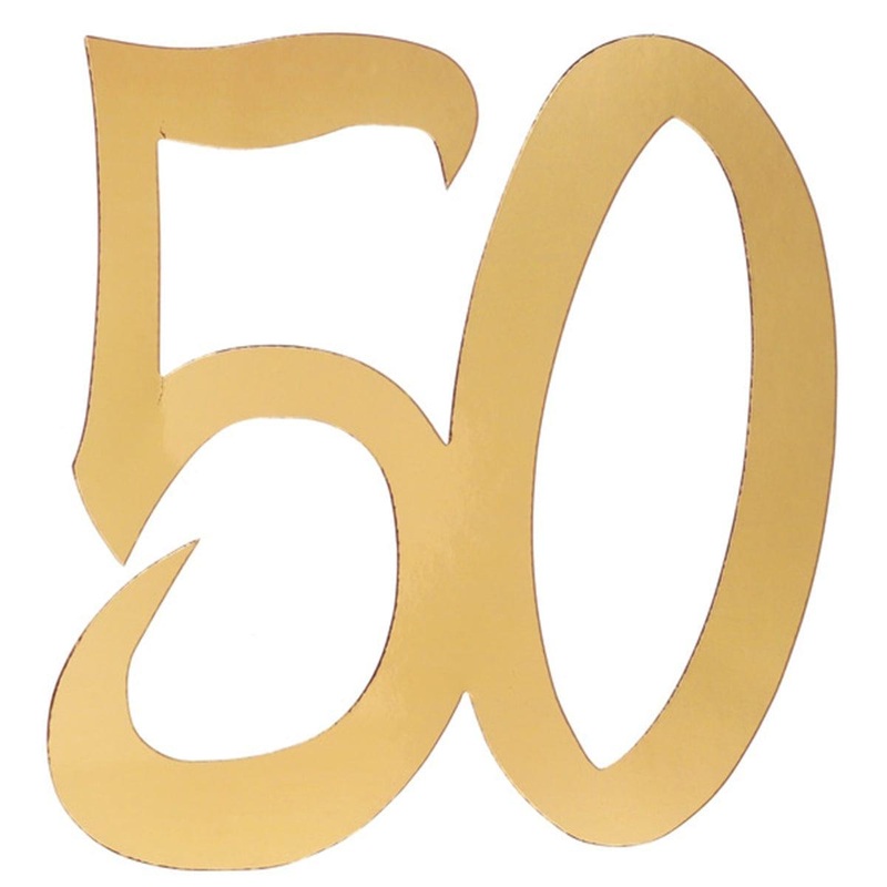 50 Years Old Large Confetti, Metallic Gold, 4Count