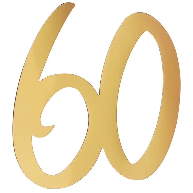 60 Years Old Large Confetti, Metallic Gold, 4Count