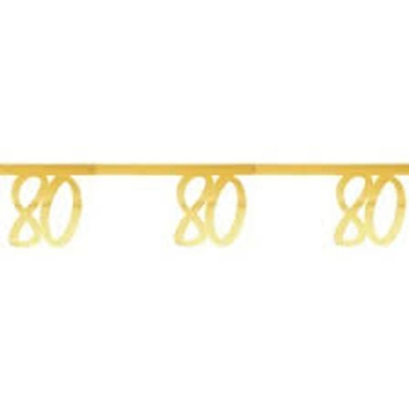 80 Years Old Birthday Banner, Metallic Gold