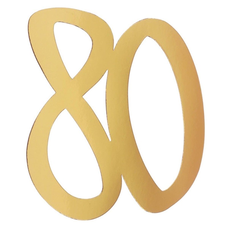 80 Years Old Large Confetti, Metallic Gold, 4Count