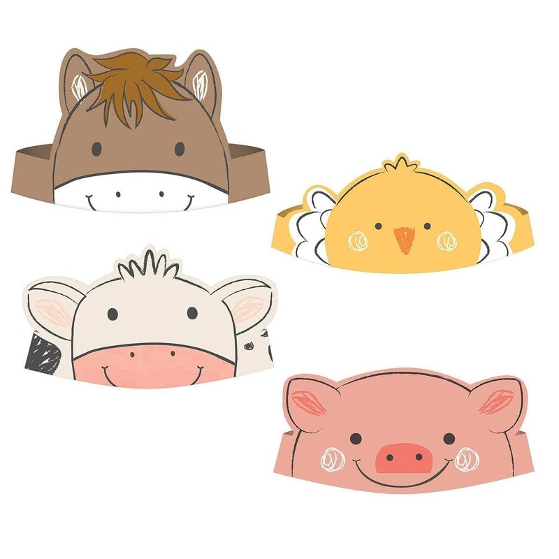 Barnyard Party Crowns, Paper, 4Count