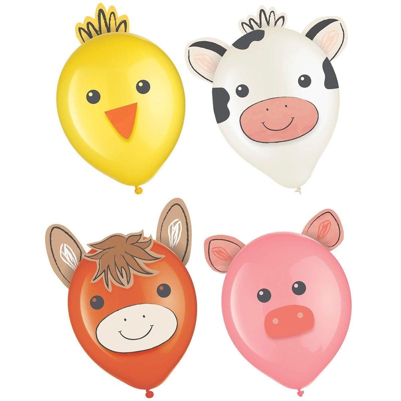 Barnyard Party Customizable Latex Balloons, 12in, 6Count