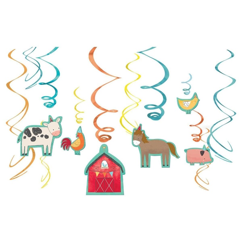 Barnyard Party Swirl Decorations, 12Count