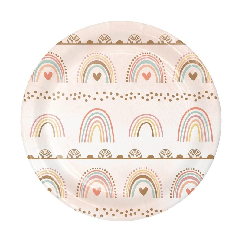 Boho Rainbow Dessert Paper Plates, 7in, 8Count