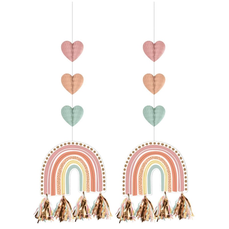 Boho Rainbow Hanging Decorations with Tassels, 2Count