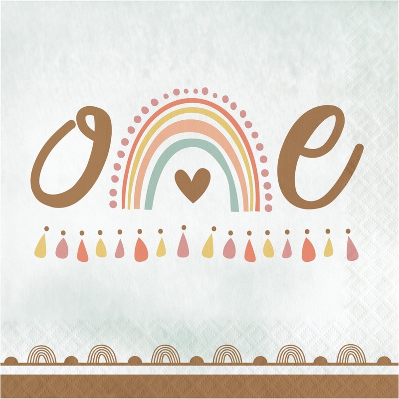 Boho Rainbow "One" Lunch Napkins, 16Count