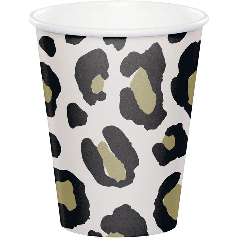 Leopard Paper Cups, 9 oz, 8Count